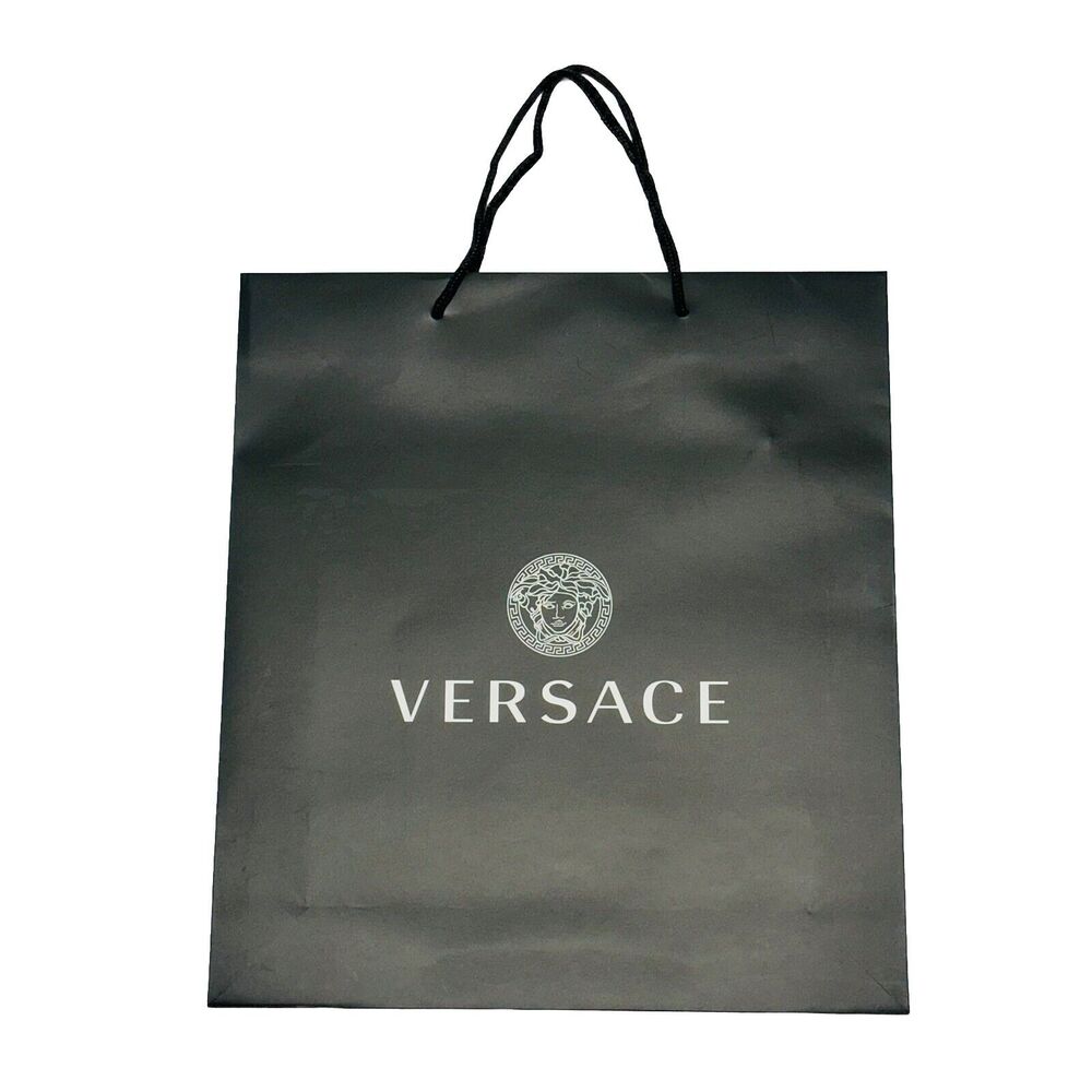 Versace 16”x14”x4” Authentic Black Shopping Paper Bag Gift Tote Medium